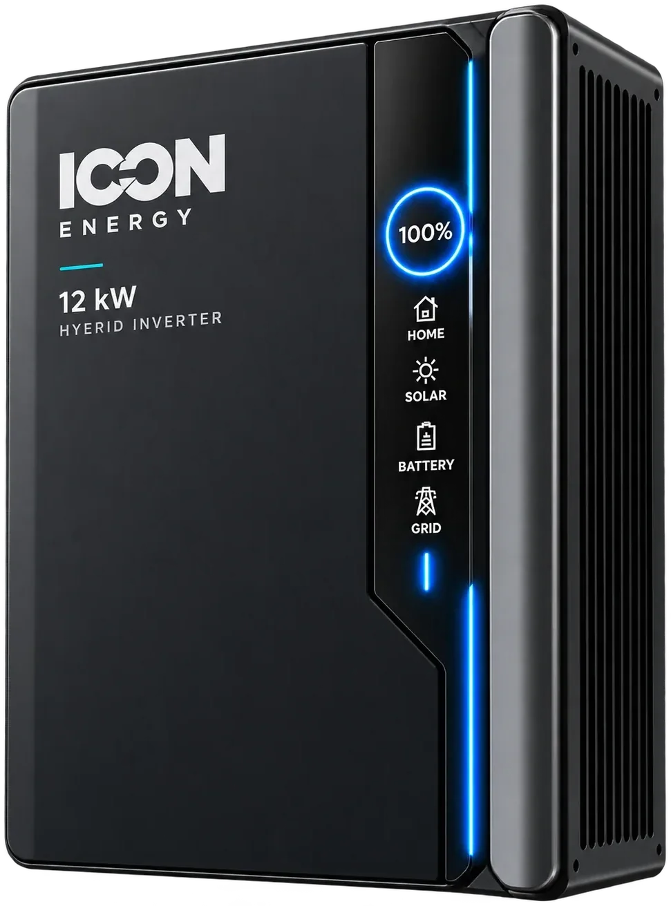 Inversor híbrido ICON Energy 12 kW, acabado negro mate